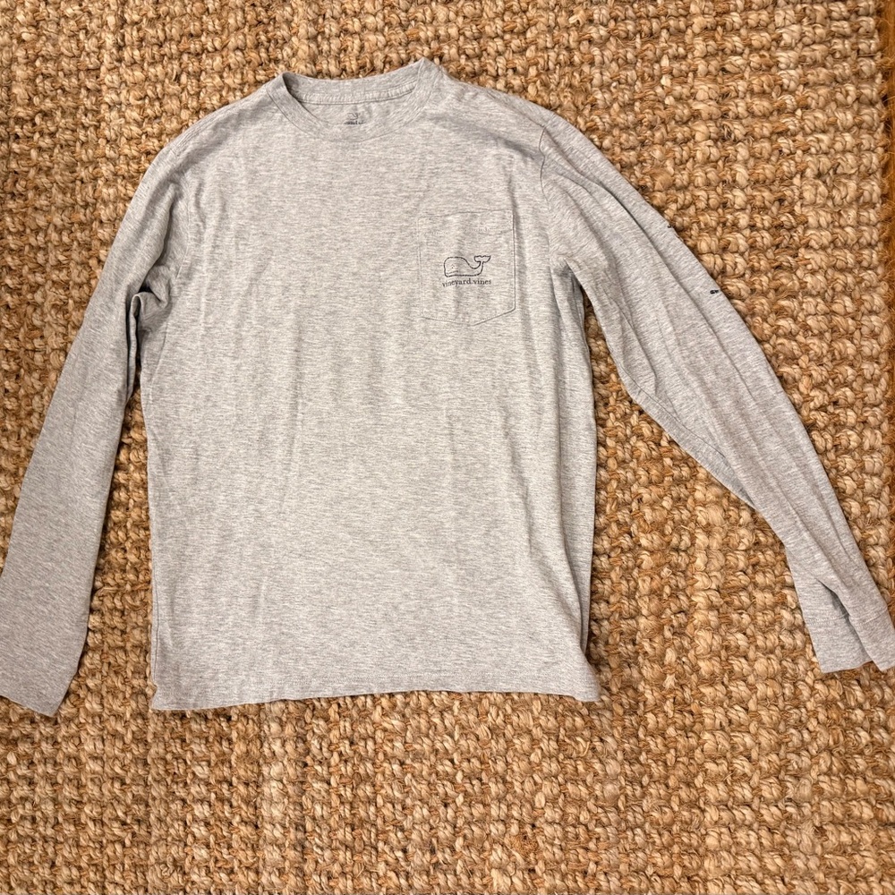 Vineyard Vines Heather Gray Long Sleeve Pocket Tee Size Large